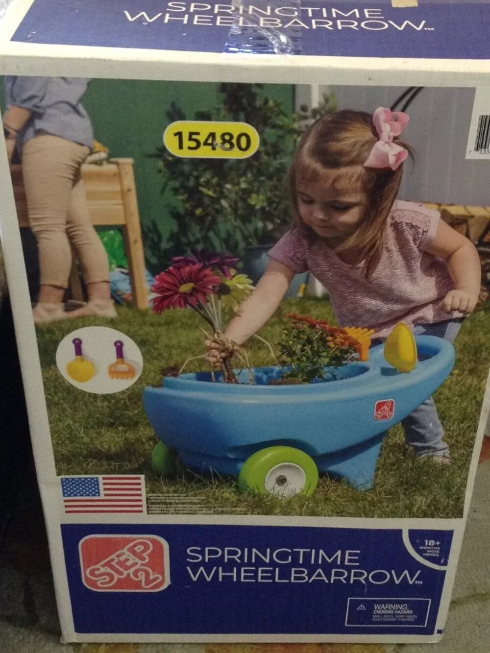 NWOT Step 2 Springtime Wheel Barrow 18+ months with tools Kidcore Gardening Fun